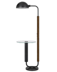 63" Brown Tray Table Floor Lamp With Bronze Transparent Glass Dome Shade