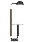 63" Brown Tray Table Floor Lamp With Bronze Transparent Glass Dome Shade