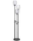71" Black Three Light Traditional Shaped Floor Lamp With Clear Transparent Glass Novelty Shade