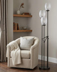 71" Black Three Light Traditional Shaped Floor Lamp With Clear Transparent Glass Novelty Shade