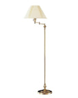 59" Bronze Metal Swing Arm Floor Lamp With Beige Fabric Empire Shade