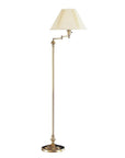 59" Bronze Metal Swing Arm Floor Lamp With Beige Fabric Empire Shade