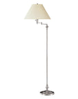 59" Nickel Swing Arm Floor Lamp With Beige Fabric Empire Shade