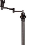 59" Bronze Swing Arm Floor Lamp With Beige Empire Shade