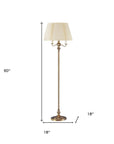60" Bronze Four Light Traditional Shaped Floor Lamp With Beige Square Shade
