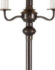 60" Bronze Metal Four Light Floor Lamp With Beige Fabric Square Shade