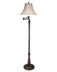 62" Rusted Swing Arm Floor Lamp With Champagne Bell Shade