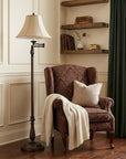 62" Rusted Swing Arm Floor Lamp With Champagne Bell Shade