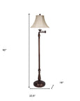 62" Rusted Swing Arm Floor Lamp With Champagne Bell Shade