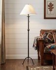 57" Black Traditional Shaped Floor Lamp With White Empire Shade