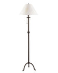 57" Black Traditional Shaped Floor Lamp With White Empire Shade