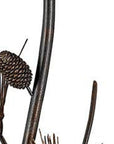 60" Rust Metal Floor Lamp With Brown Fabric Empire Shade