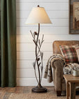 60" Rust Metal Floor Lamp With Brown Fabric Empire Shade