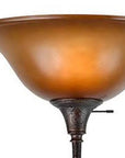 72" Amber Torchiere Floor Lamp With Brown Glass Dome Shade