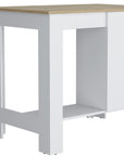 Set of Two Oak and White Wood Kitchen Island And Pantry Cabinet