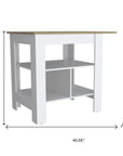 41" Natural and White Wood Kitchen Island Set With Storage