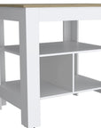 41" Natural and White Wood Kitchen Island Set With Storage