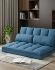 45" Blue Futon Convertible Sleeper Loveseat and Toss Pillows