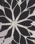 20" Black Gray and White Handmade Floral Indoor Outdoor Throw Pillow