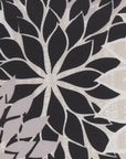20" Black Gray and White Handmade Floral Indoor Outdoor Throw Pillow