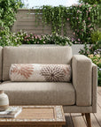 6" X 20" Brown Beige and Ivory Bolster Floral Indoor Outdoor Throw Pillow