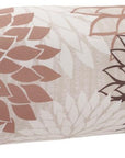 6" X 20" Brown Beige and Ivory Bolster Floral Indoor Outdoor Throw Pillow