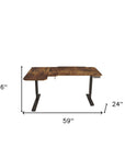59" Adjustable Brown and Black L Shape Computer Desk
