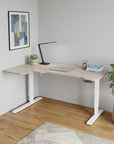 59" Adjustable Light Khaki and White L Shape Standing Desk