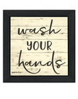 Wash Your Hands Black Framed Print Bathroom Wall Art