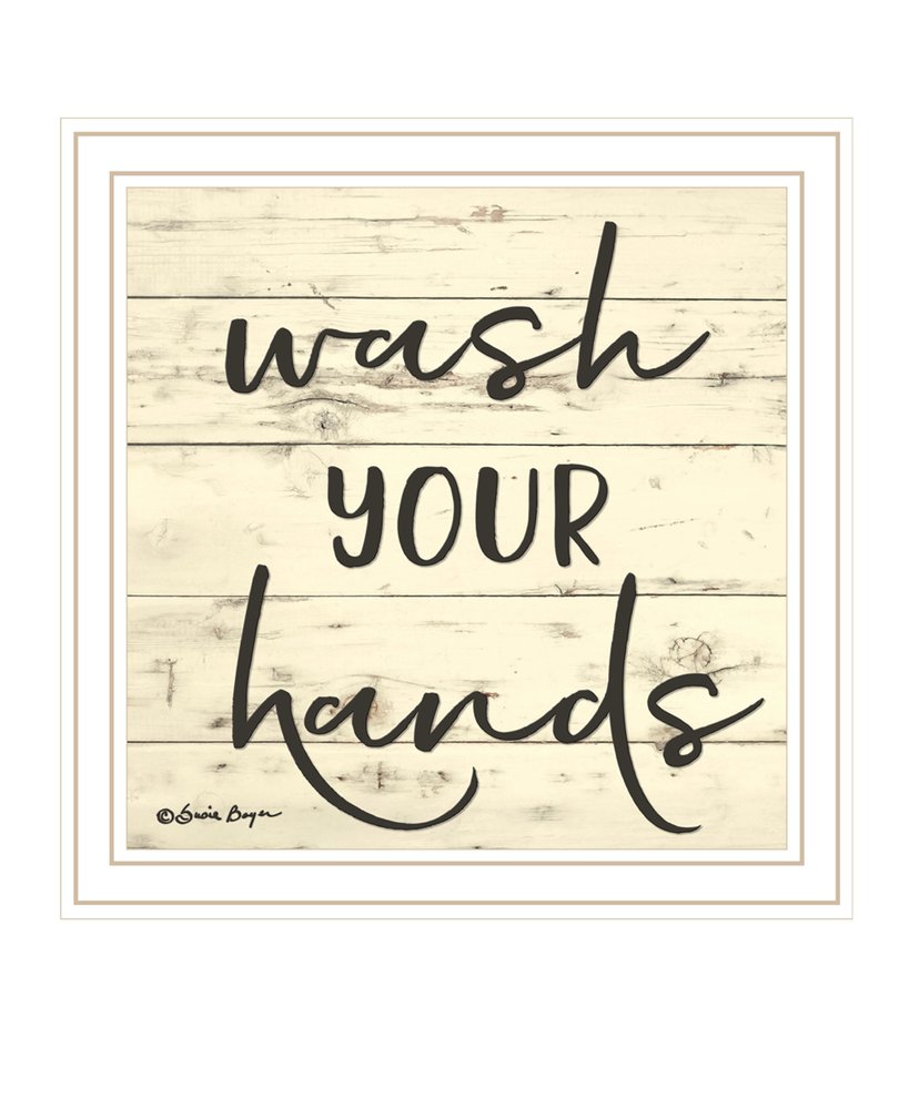 Wash Your Hands Black Framed Bathroom Wall Art