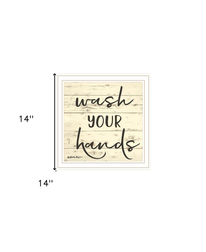 Wash Your Hands Black Framed Bathroom Wall Art