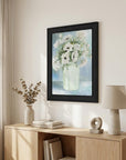 White Blooms Black Framed Print Wall Art
