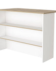 White and Natural 47" Kitchen Island With Storage