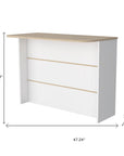 White and Natural 47" Kitchen Island With Storage