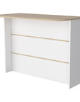 White and Natural 47" Kitchen Island With Storage