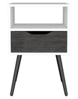 25" Gray And White Wood One Drawer Nightstand