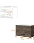 32" Dark Brown And White Wood Wall Mounted Bathroom Cabinet