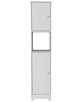 14" White Wood Double Door Linen Cabinet