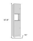 14" White Wood Double Door Linen Cabinet