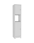 14" White Wood Double Door Linen Cabinet