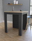 Black and Brown 36" Kitchen Island With Storage