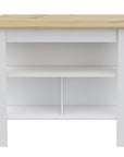 White and Oak 41" Kitchen Island With Storage