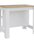 White and Oak 41" Kitchen Island With Storage