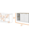 White and Oak 59" Kitchen Island With Storage