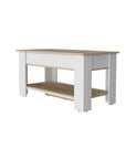 40" Oak and White Storage Bench with Flip Top