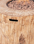 37" Brown Faux Wood Stump Propane Round Fire pit With Cover