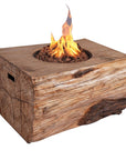 50000 BTU 40" Brown Aluminum Natural Gas Rectangular Fire Pit With Cover
