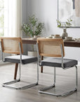 Set of Two Gray and Silver Upholstered Velvet Dining Side Chairs