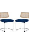 Set of Two Gray and Silver Upholstered Velvet Dining Side Chairs