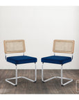 Set of Two Gray and Silver Upholstered Velvet Dining Side Chairs